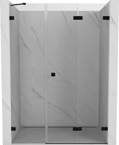 Mexen Lunar-F, pravé skladacie sprchové dvere 110 cm, 8mm číre sklo, čierny matný profil, 836S-110-050-70-00-P