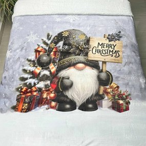 Vianočná deka luxury baranková z mikroplyšu Škriatok čierný 150x200cm