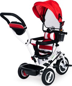 ECOTOYS trojkolka 360° otočné sedadlo, skladacia strieška, bezpečnostné pásy, červená