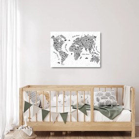 Sklenený obraz - Mapa z piktogramov (70x50 cm)