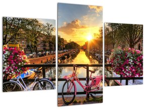 Obraz - Východ slnka v Amsterdame (90x60 cm)