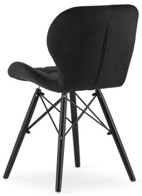 Set troch jedálenských stoličiek LAGO zamat čierne (čierne nohy) (3ks)