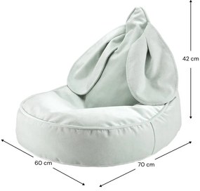 Zamatový detský sedací vak v mentolovej farbe Bunny – Wigiwama