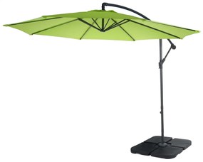Slnečník Acerra Ø 3m so stojanom - polyester/oceľ - zeleno-citrónová