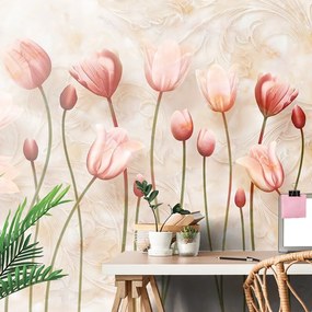 Samolepiaca tapeta staroružové tulipány - 150x100