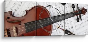 Obraz - Hudobné nástroje (s hodinami) (90x30 cm)