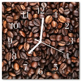 Nástenné sklenené hodiny Zrnková káva 30x30 cm