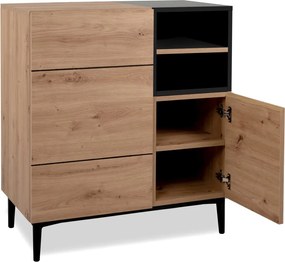 Skrinka 2-dverová Nola, dub artisan/čierna