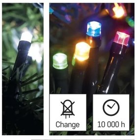 EMOS LED vonkajšia vianočná multifunkčná reťaz CLASSIC 2V1, 100xLED, 10m, studená biela/viacfarebné svetl