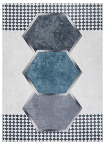 ANDRE 1863 Prateľný koberec Diamanty, protišmykový - bielo / čierny