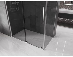 Mexen Velar, sprchový kút s posuvnými dverami 140 x 75 cm, 8mm šedé sklo, chrómová, 871-140-075-41-01