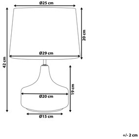 Stolná lampa so sklenenou modrou základňou a bielym tienidlom 42 cm ERZEN Beliani