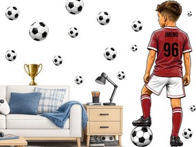 Dres pre malého futbalistu s menom podľa želania futbalová nálepka na stenu list 42 x 100 cm