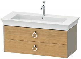 DURAVIT White Tulip závesná skrinka pod umývadlo, 2 zásuvky, 984 x 458 x 410 mm, dub prírodný masív/kameňovo šedá vysoký lesk, WT43520H5H2