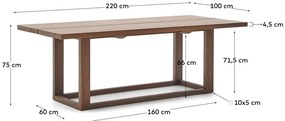 Jedálenský stôl z tíkového dreva v prírodnej farbe 100x220 cm Sashi – Kave Home