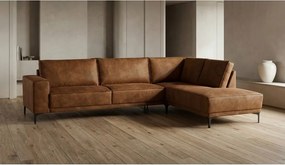 Koňakovohnedá rohová pohovka z imitácie kože (pravý roh) Copenhagen – Scandic
