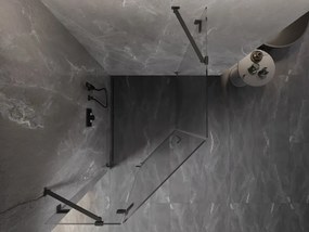 Mexen Lunar, päťuholníkový sprchový kút s ľavým sklonom 80 x 90 cm, 8mm číre sklo, grafitový profil, 831-080L-090P-95-00-L