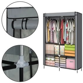 Textilná skriňa s policami a závesnou tyčou