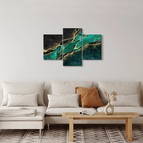 Obraz - Petrolejovo-zlaté mramorovanie (90x60 cm)