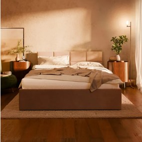 Manželská posteľ BORGO Velvet 160×200 cm hnedá