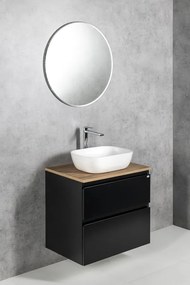 Aqualine Aqualine, ALTAIR skrinka s doskou 68 cm, čierna mat/dub emporio, AI670-01