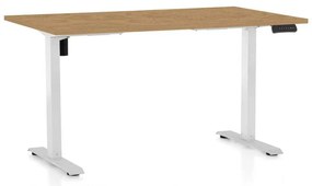 Výškovo nastaviteľný stôl OfficeTech B, 120 x 80 cm, biela podnož, dub kamenný
