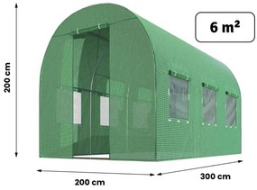 Záhradný fóliovník 2x3m, zelený | 6m2