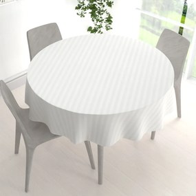 Biante Veľký damaškový okrúhly obrus Atlas Grádl DM-011 Biely - pásiky 2 cm Ø 160 cm