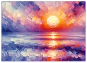 Sklenený obraz - Farebný umelecký západ slnka (70x50 cm)