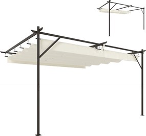 Outsunny nástenná pergola 4 × 3 m s vysúvacou markízou, UPF30+, odvodnenie a kovový rám — krémová | Aosom