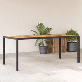 záhradný stôl s akáciovou doskou čierny 190x90x75 cm polyratan 365541