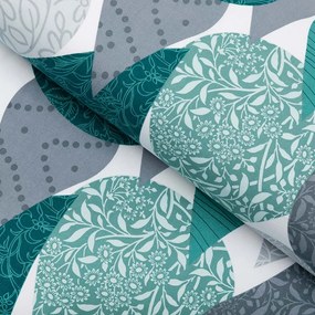 Biante Vankúš valec bonbon Sandra SA-444 Sivo-petrolejové kvapky s ornamentami 15x100 cm