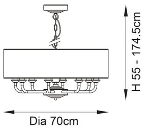 Endon 99152 - Luster na reťazi HIGHCLERE 8xE14/40W/230V šedá/matný chróm