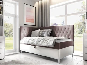 Kontinentálna posteľ Junior Gerdise 3, Strana: ľavá, Rozmer postele: 100x200, Dostupné poťahy: ekokoža Soft 017 (biela) + Fresh 12