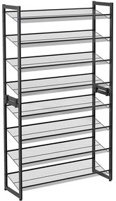 8-úrovňový kovový stojan na topánky, botník, 92,5 x 30,7 x 163,5 cm, čierny