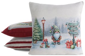 VIANOČNÁ GOBELÍNOVÁ DEKORAČNÁ OBLIEČKA NA VANKÚŠ XMAS3 45X45 CM VZOROVANÁ