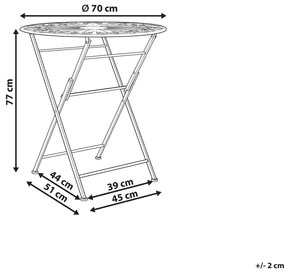 Záhradný kovový stôl ø 70 cm krémovo biely SCAFA Beliani