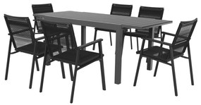 Livarno home Rozkladací záhradný stôl Miami + Záhradná stolička Miami, 6 kusov  (800008471)