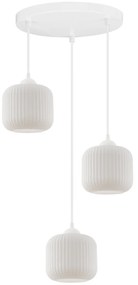 Závesné svietidlo Riffle, 3x biele sklenené tienidlo, w, o