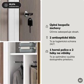 Zamestnanecká skrinka štvorkomorová biela/orech, 800x1800x500 mm: KACPER Eco Design