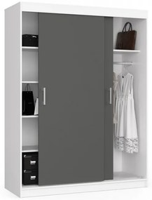 Šatníková skriňa s posuvnými dverami 150 cm CLP mono biela / sivá
