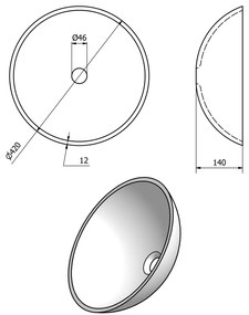 Sapho, DAMAR sklenené umývadlo priemer 42 cm, tmavo šedá/strieborna, 2501-20