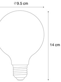 Sada 5 stmievateľných LED žiaroviek E27 so špirálovým vláknom G95 zlatá 4W 270 lm 2100K