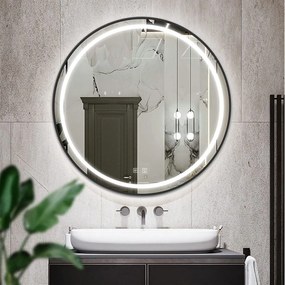 Okrúhle dotykové zrkadlo s LED osvetlením MMJ 60 cm čierne