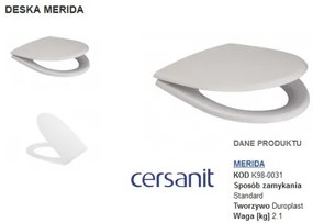 Cersanit Merida, antibakteriálne toaletné sedátko z duroplastu, biela, K98-0031