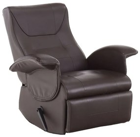 Kondela relaxačné kreslo ROMELO C3, hnedá textilná koža PU