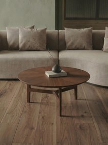 Mazzoni BELLUNO Prírodný orech (tmavohnedá) - DREVENÝ KONFERENČNÝ STOLÍK Ø65 cm OKRÚHLY MODERN CLASSIC