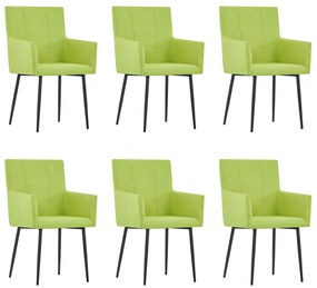 Jedálenské stoličky s opierkami 6 ks, zelené, látka