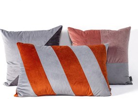 Patchwork obdĺžnikový vankúš sivý medený