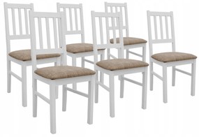 BIRD Meble Sada 6 x Drevená jedálenská stolička do jedálne a kuchyne BOS04 biela/béžová